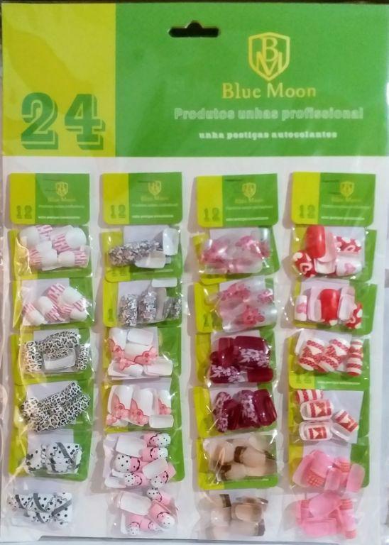 UNHA POSTICA CART C/24UN DECORADA BM3-6 VERDE BLUE MOON