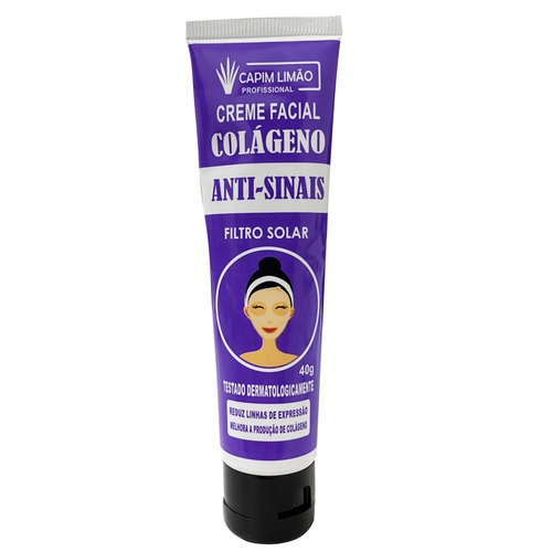 CREME FACIAL COLAGENO ANTISSINAIS 40G CAPIM LIMAO