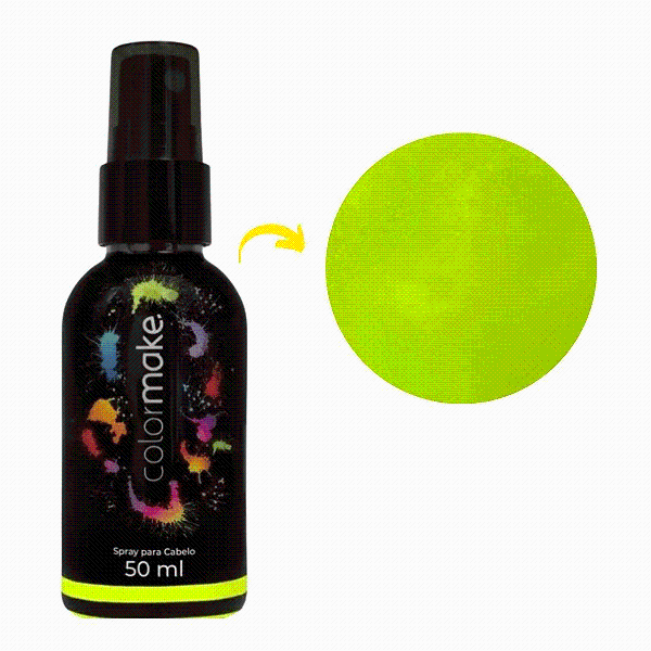 TINTA SPRAY P/ CABELO AMARELO NEON 50ML COLOR MAKE