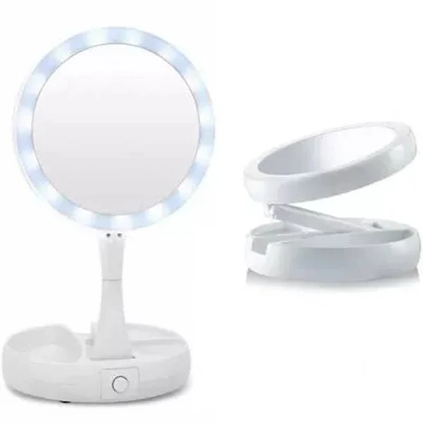 ESPELHO DE MESA DUPLA FACE 10X C/ LED XJ-988 MIRROR LIGHT