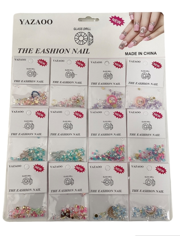 STRASS P/ UNHA CART C/12 COLORIDO FASHION NAIL JEWERLY