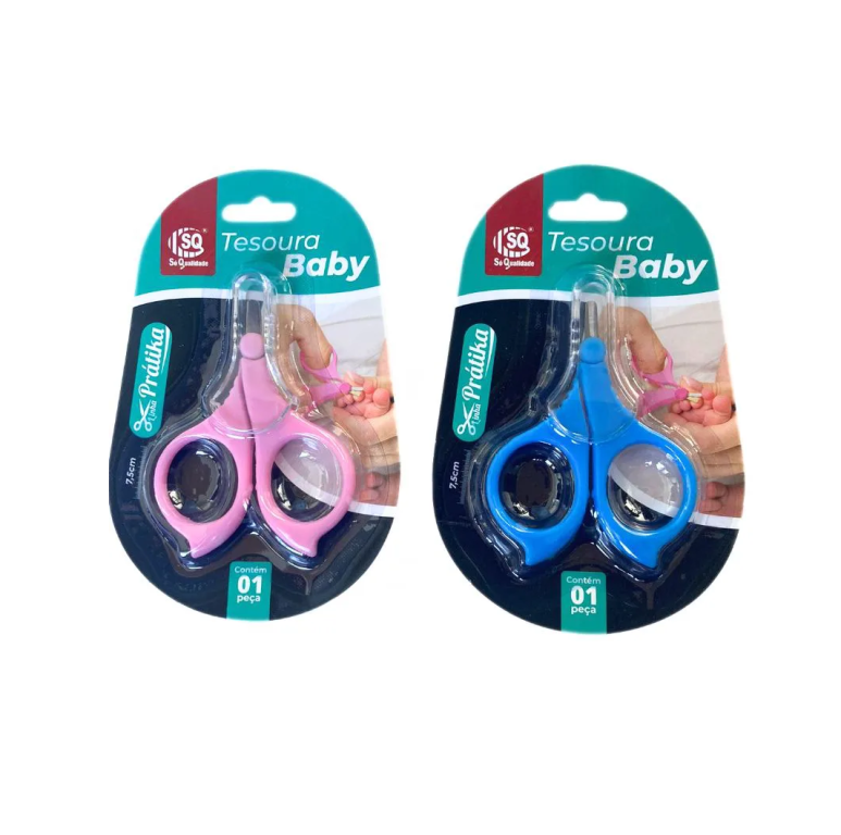 TESOURA BABY INOX P/ UNHA AZUL/ROSA REF 4434 SQ