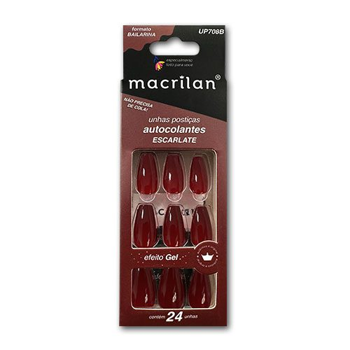 UNHA POSTICA EFEITO GEL BAILARINA ESCARLATE UP 708B MACRILAN