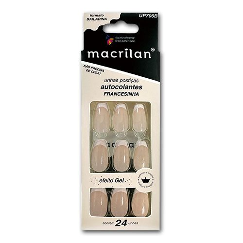 UNHA POSTICA EFEITO GEL BAILARINA FRANCESINHA 706B MACRILAN