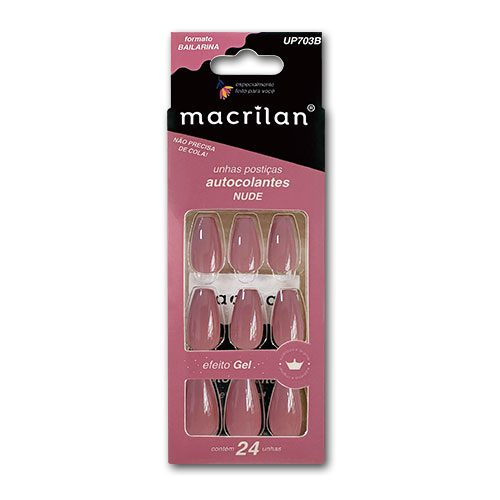 UNHA POSTICA EFEITO GEL BAILARINA NUDE UP 703B MACRILAN