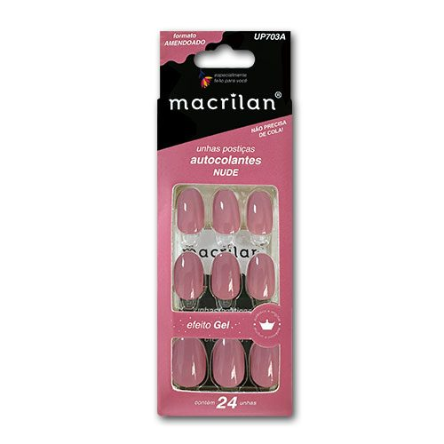 UNHA POSTICA EFEITO GEL AMENDOADO NUDE UP 703A MACRILAN
