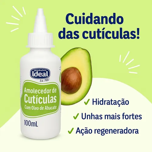 AMOLECEDOR DE CUTICULA C/ OLEO DE ABACATE 100ML IDEAL