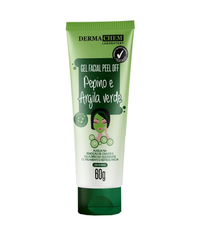 GEL FACIAL PEEL OFF PEPINO E ARGILA VERDE 60G DERMA CHEM