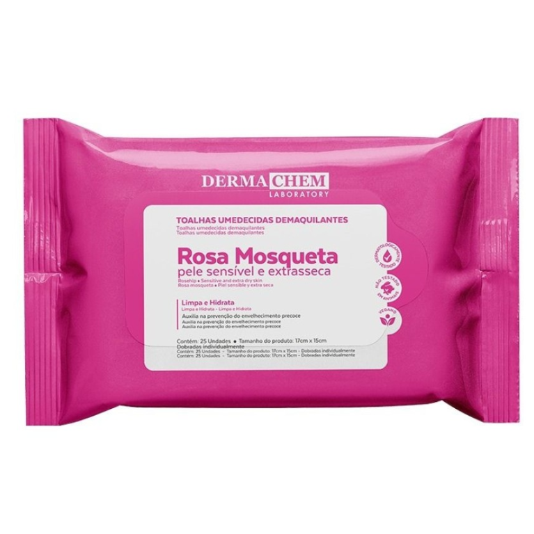 TOALHA DEMAQUILANTE ROSA MOSQUETA C/25 DERMACHEM