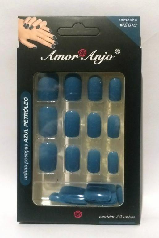 -UNHA POSTICA AUTOCOLANTE AZUL PETROLEO AMOR ANJO