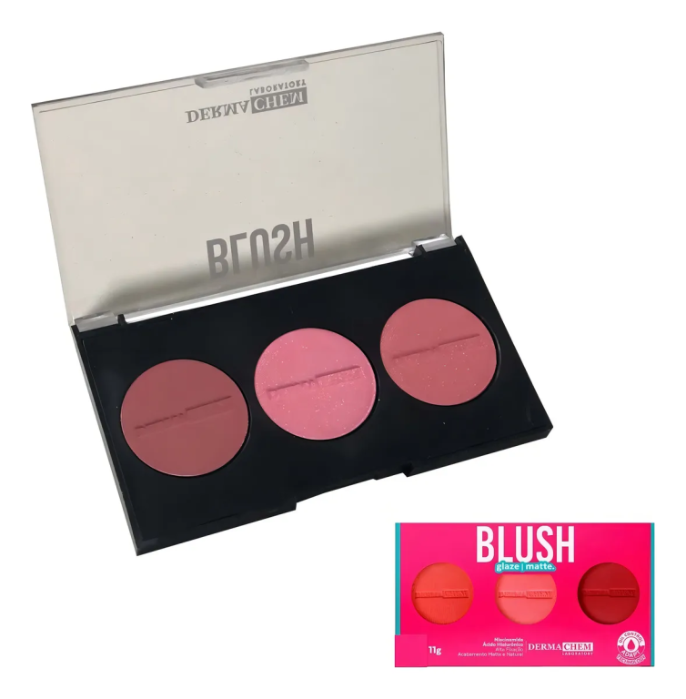 PALETA BLUSH GLAZE MATTE 3 CORES DERMACHEM