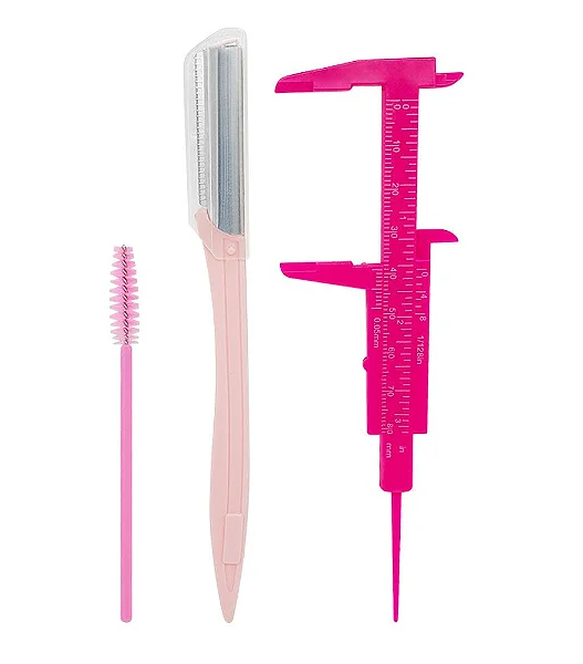 KIT DESIGNER DE SOBRANCELHA NAVALHETE+PAQUIMETRO+ESCOVA DAFU