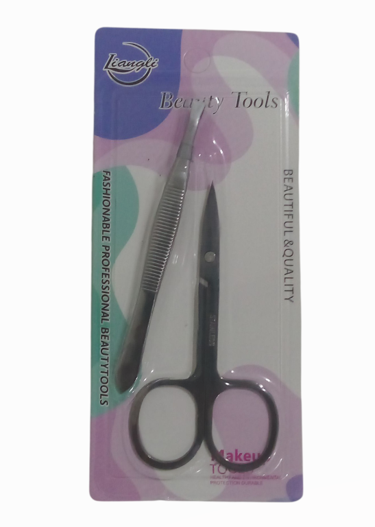 TESOURA INOX PONTA CURVA + PINCA RETA LIANGLI