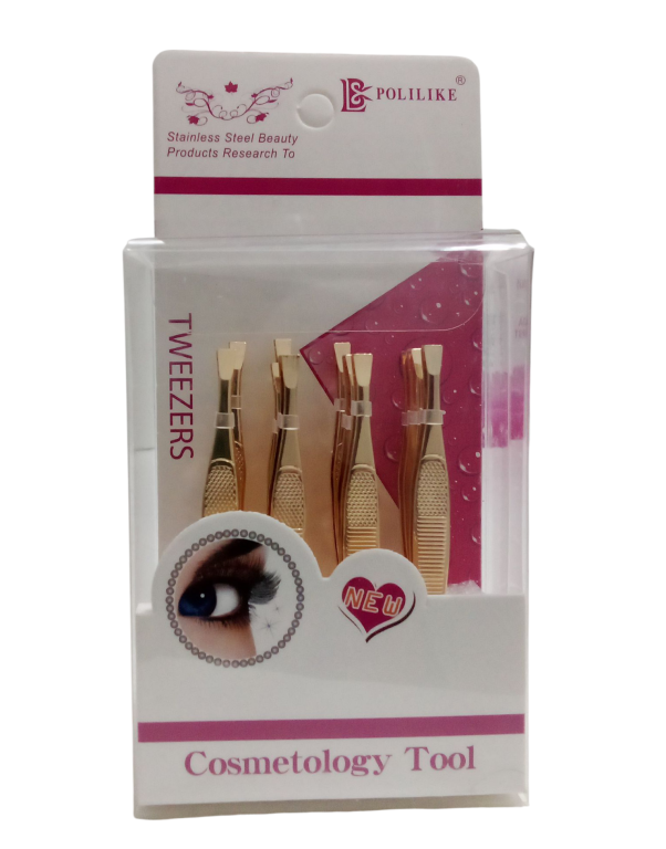 PINCA P/ SOBRANCELHA OURO RETA BOX C/12 POLILIKE