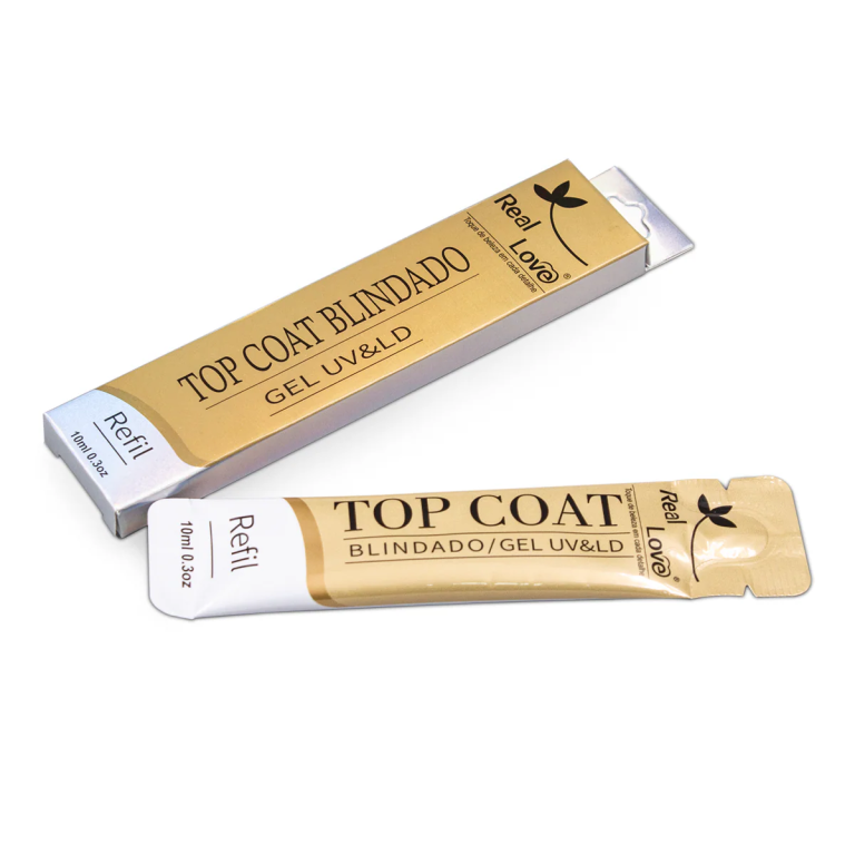 TOP COAT BLINDADO REFIL P/ UNHA DE GEL LED/UV 10ML REAL LOVE