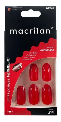 UNHA POSTICA AMENDOADO VERMELHO UP 801 MACRILAN