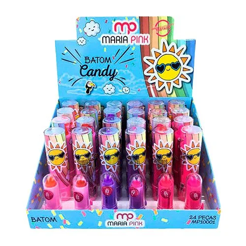 BATOM BASTAO CREMOSO INFANTIL CX C/24 CANDY MARIA PINK