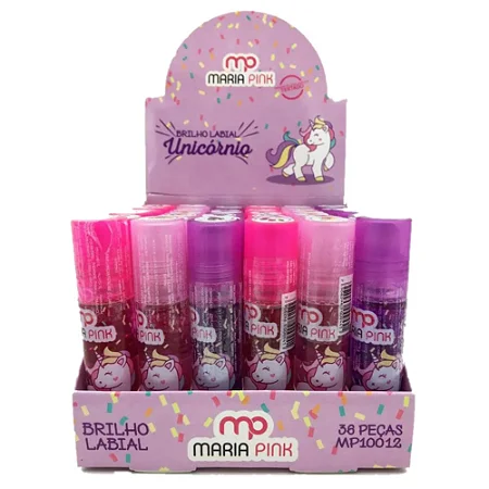 BRILHO LABIAL SORTIDOS C/36 UNICORNIO MARIA PINK