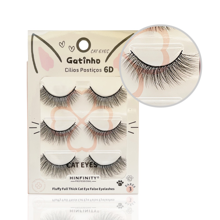 CILIO POSTICO 6D GATINHO 01/02/03/04/05/06 3 PARES HINFINITY