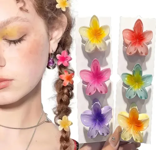 PIRANHA PLASTICA FLOR C/6 PEQUENA CORES CHIC