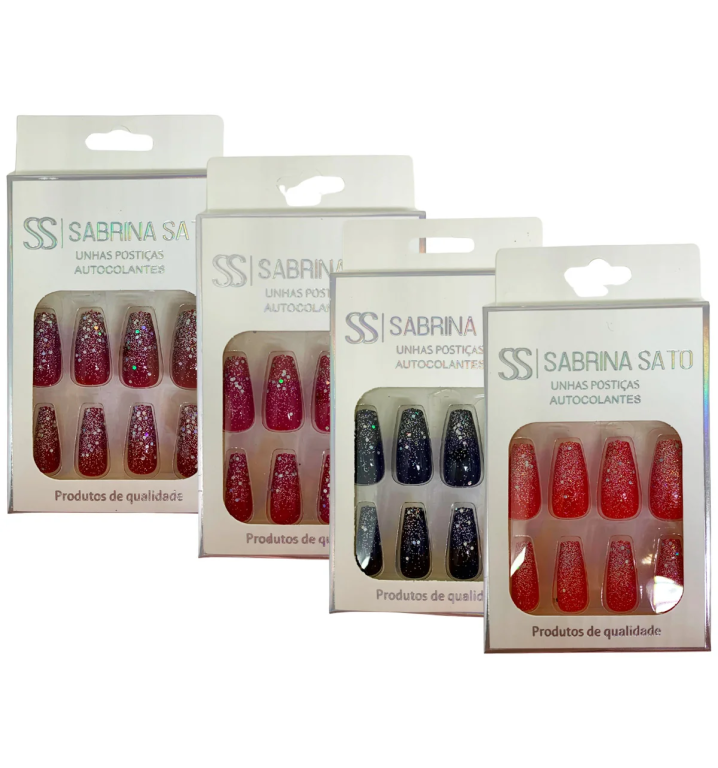 UNHA POSTICA AUTOCOLANTE GLITTER CORES SS-3709 SABRINA SATO