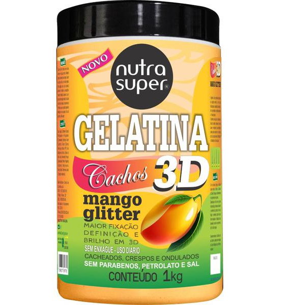 GELATINA CAPILAR CACHOS 3D MANGO GLITTER 1KG NUTRA SUPER