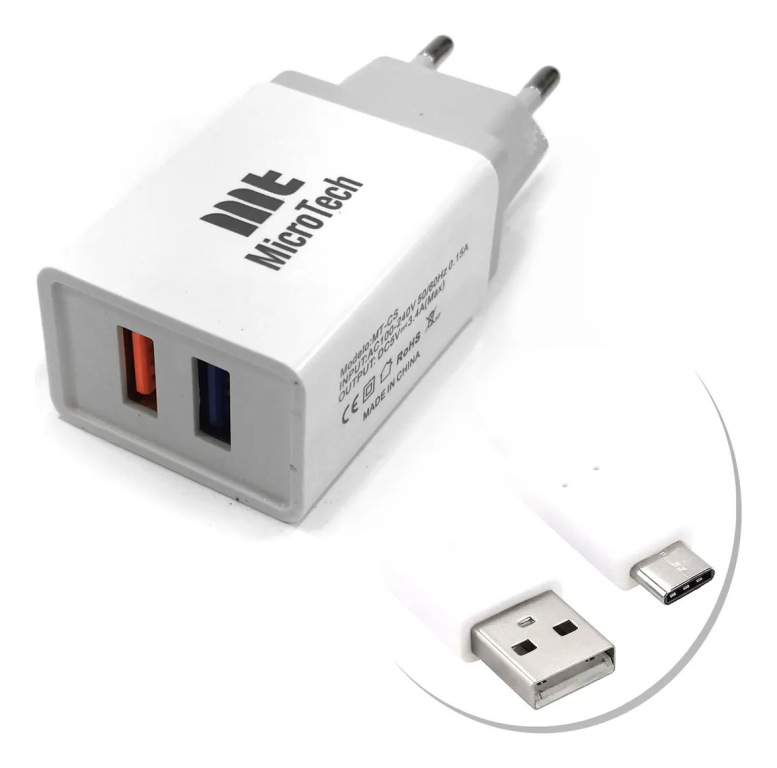 CARREGADOR KIT SMART 3.4A TYPE-C MICROTECH