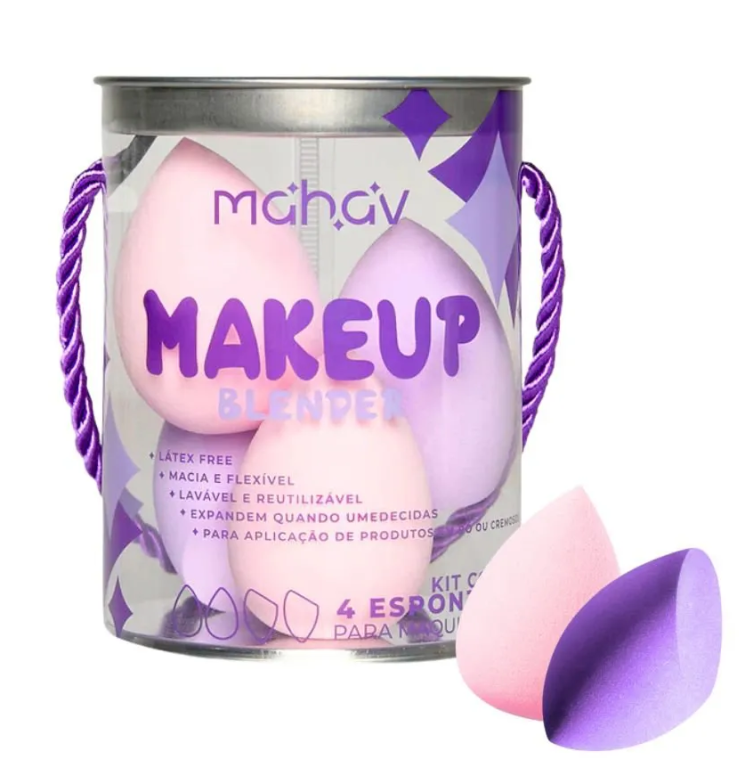 ESPONJA FACIAL KIT C/4 MAKEUP BLENDER MAHAV