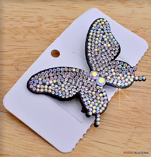 PRESILHA BICO DE PATO BORBOLETA C/ STRASS PCT C/12 CHIC