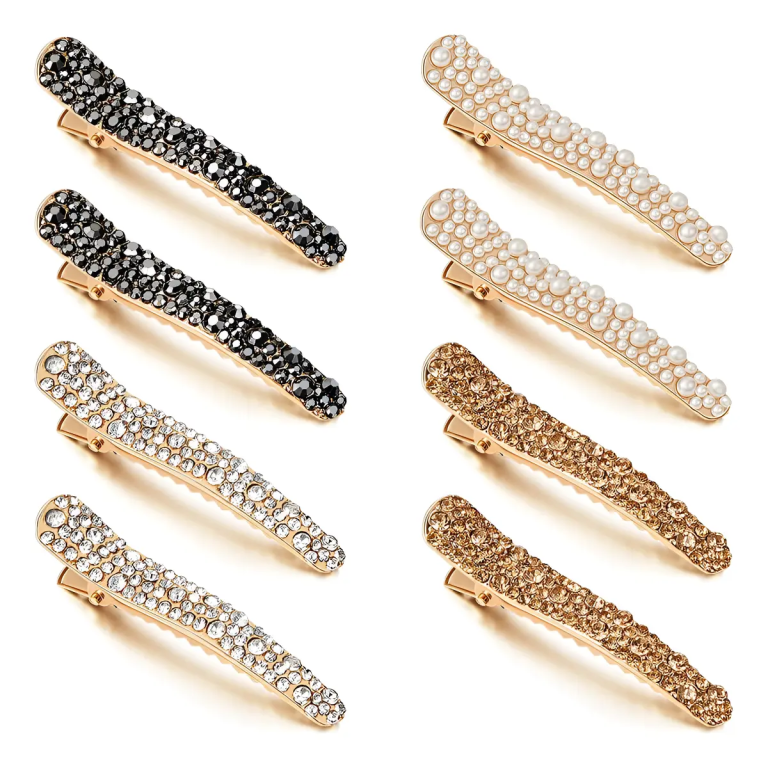 PRESILHA BICO DE PATO METAL OURO/PRATA C/ STRASS C/10 CHIC