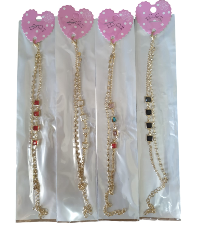 PULSEIRA METAL OURO C/ PEDRAS PRECIOSAS CHIC