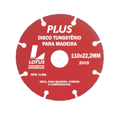 DISCO TUNGSTENIO P/MADEIRA 110MM FURO 22