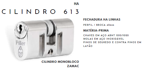 CILINDRO HAGA PERFIL /BROCA 40MM CROMADO