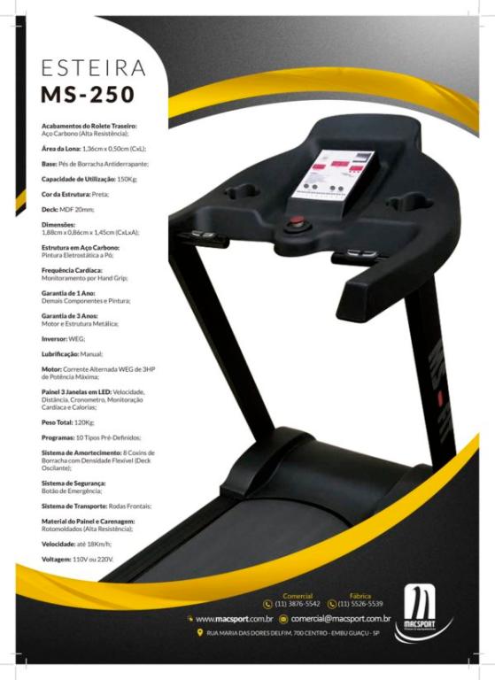 Esteira Profissional (s/ inclinação) - 220v