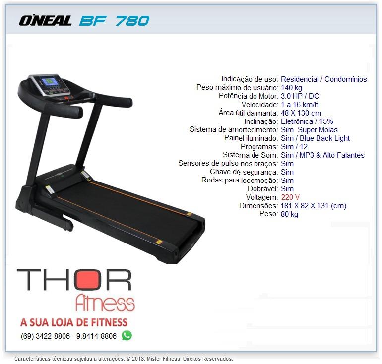 ESTEIRA ONEAL BF 780 C/ INCLINAÇÃO 220V