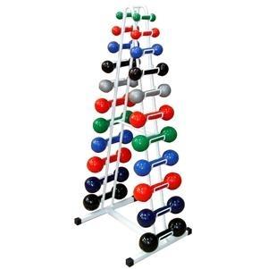JOGO DE HALTERES EMBORRACHADO 1 A 10KG COM ESTANTE VERTICAL