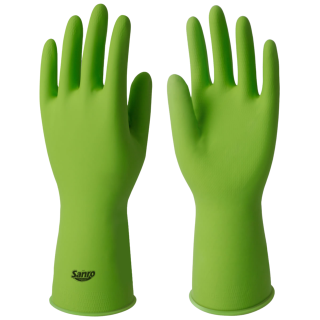 LUVA LÁTEX FORRADA VERDE. (M).