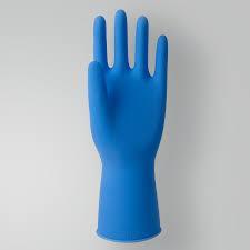 LUVA LÁTEX FORRADA AZUL. (M).