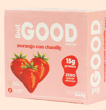 FEEL GOOD BARRA DE PROTEINA MORANGO 12X45G