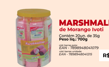 MARSHMALLOW DE MORANGO IVOTI 20X35G