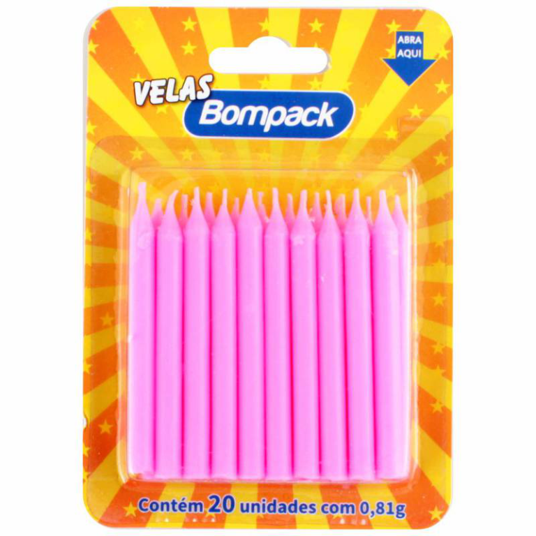 Vela Aniversario Bompack . Palito Rosa 4x1