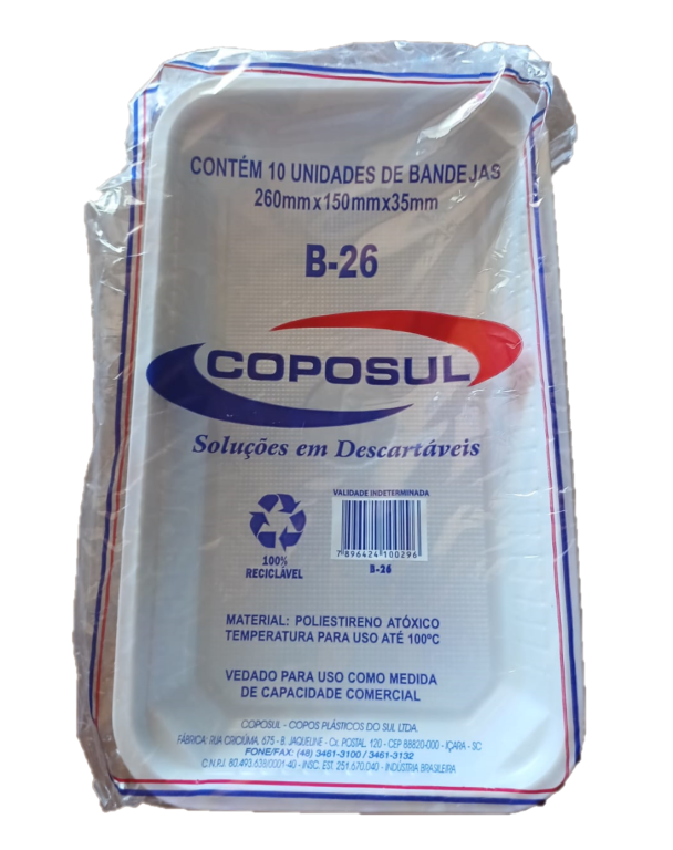 Bandeja Descart Coposul Branco 26x15x35 C/10