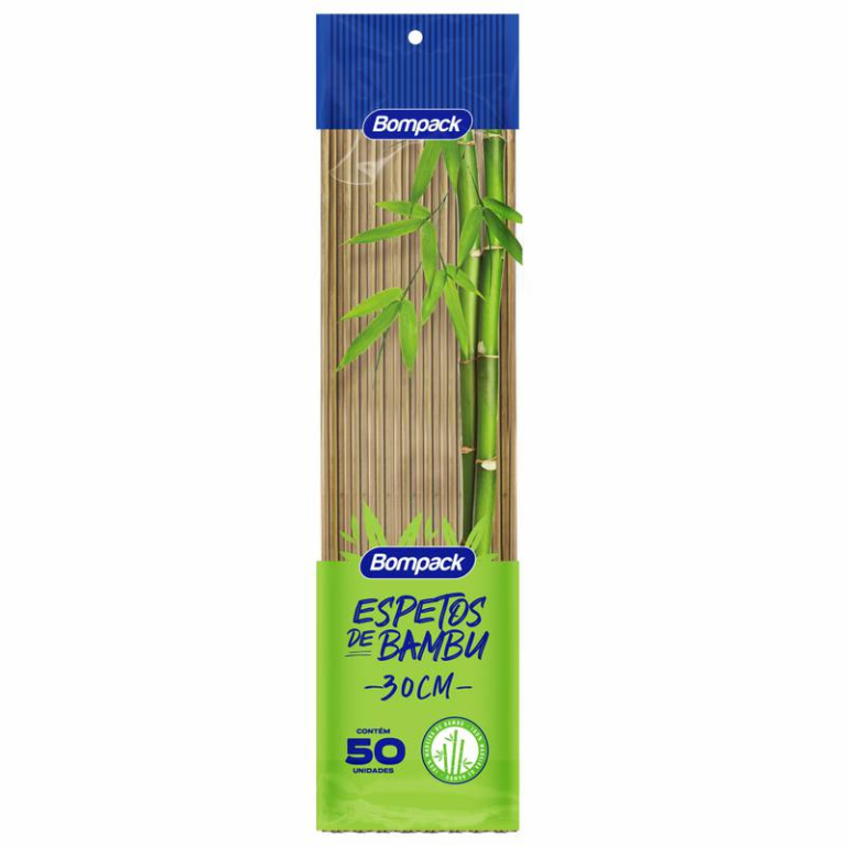 Espetinho Churras Bompack Bambu 30cm C/50
