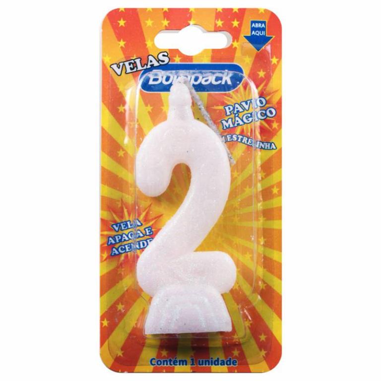Vela Aniversario Bompack Branca Nº2 4x1
