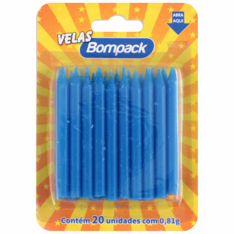 Vela Aniversario Bompack . Palito Azul 4x1