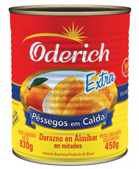 Pessego em Calda Oderich Metade Lata 450g