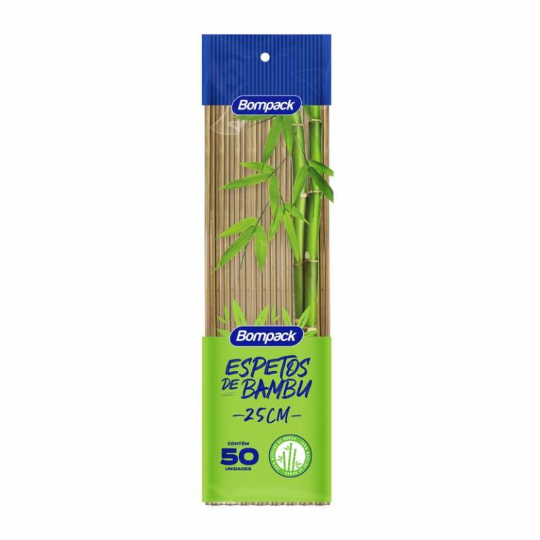 Espetinho Churras Bompack Bambu 25cm C/50