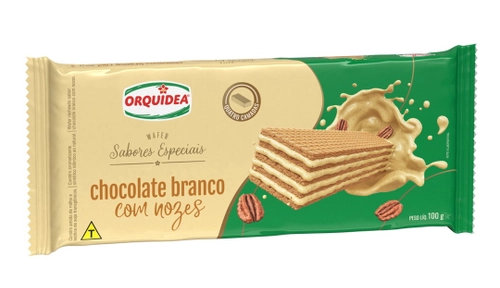 Bisc Wafer Orquidea Choc Branco C/ Nozes 100g