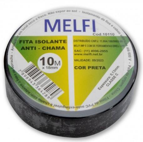 FITA ISOLANTE EM PVC 10m x 18mm PRETA Anti-Chama