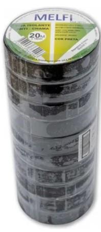FITA ISOLANTE EM PVC 10m x 18mm PRETA Anti-Chama